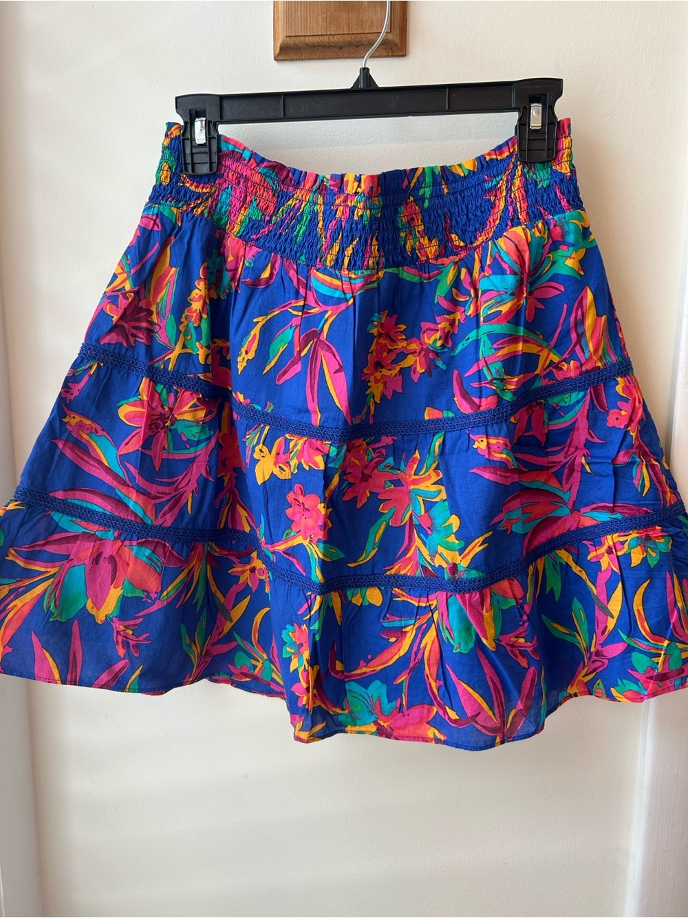 J. Crew Royal Blue Tropical Floral Circle Skirt